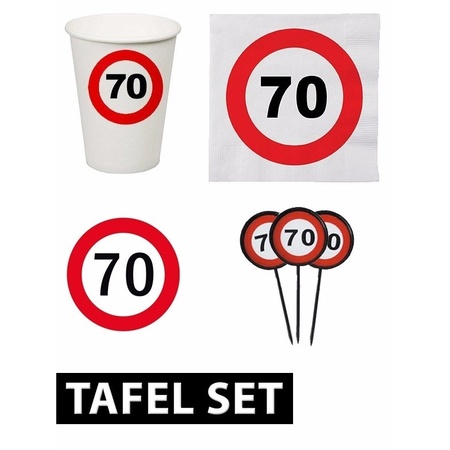 70 year stop sign table decoration set