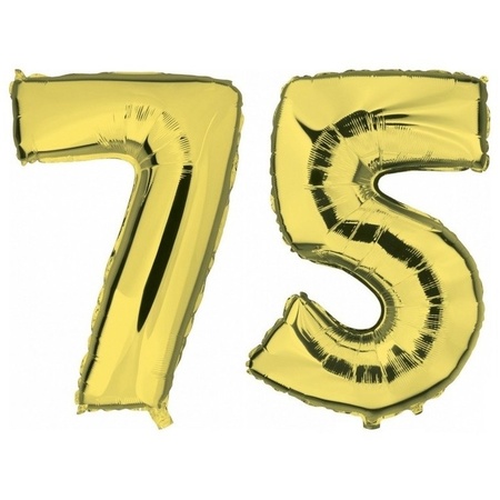 75 years golden foil balloons 88 cm age/number