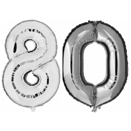 80 years silver foil balloons 88 cm age/number