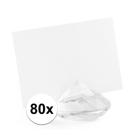 80x Place cards holders transparent diamonds 4 cm