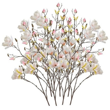 8x Creme Magnolia kunstbloemen tak 105 cm