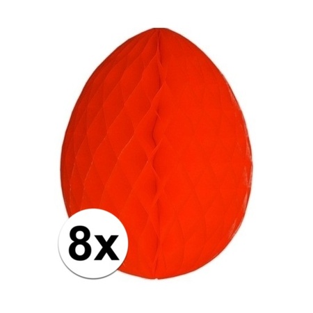 8x Brandvertragende rode paasei van papier 10 cm