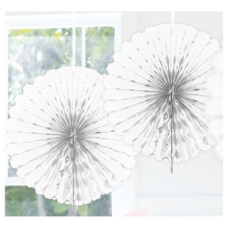 8x Decoration fan white 45 cm