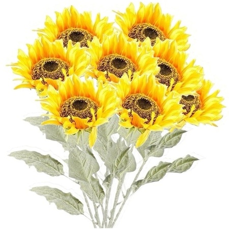 8x Gele zonnebloem kunstbloemen 82 cm 