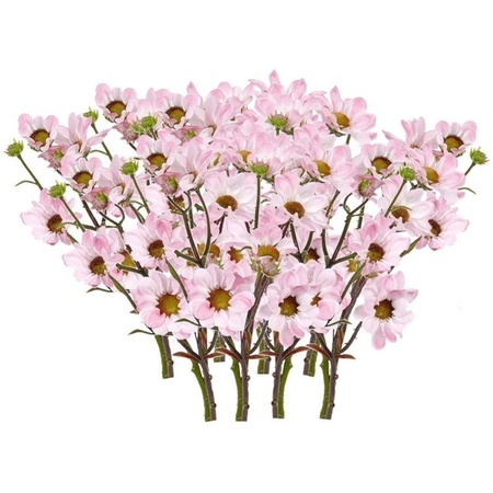 8x Light pink daisy artificial flowers 44 cm