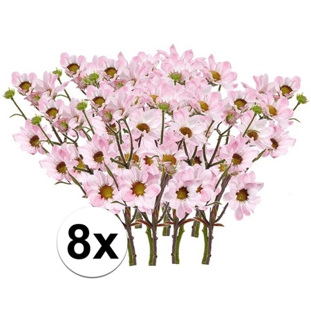 8x Licht roze margriet kunstbloemen tak 44 cm
