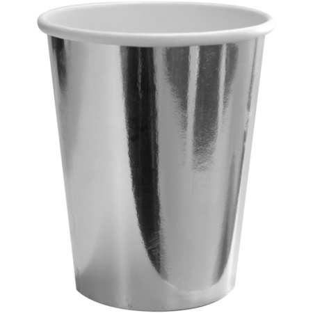 8x Metallic silver party cups 350 ml