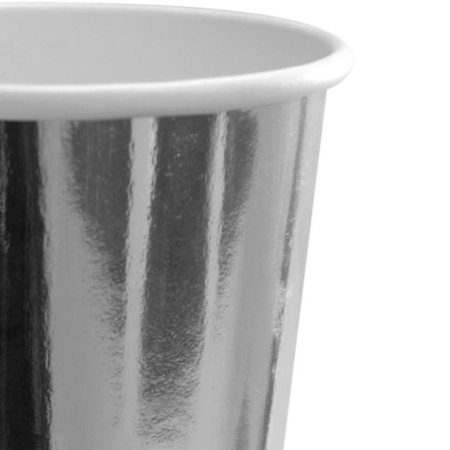 8x Metallic silver party cups 350 ml