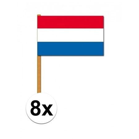 8x Hand flag Netherlands deluxe