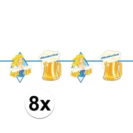 8x Oktoberfest/beer party buntings with blonde woman 10 m