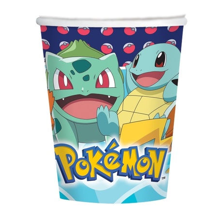 8x Pokemon party theme drinking cups 250 ml