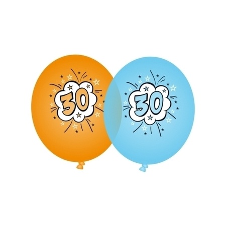 8x colored 30 years birthday party balloons