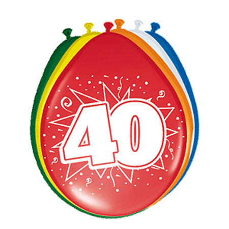 Versiering 40 jaar ballonnen 30 cm 16x + sticker