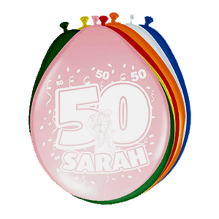8x stuks ballonnen 50 jaar Sarah