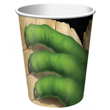 8x pieces Dinosaur theme party cups 250 ml