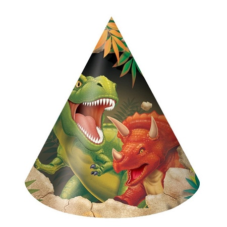 Dinosaur party hats 8x pieces