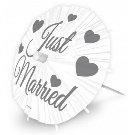 8x wedding/Just Married umbrella picks 20 cm 