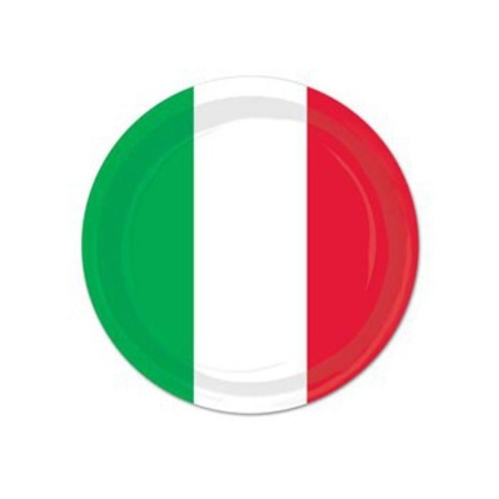 8x stuks Kartonnen bordjes Italie/Italiaanse vlag print 23 cm