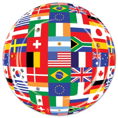 8x stuks landen thema bordjes met internationale vlaggen 23 cm