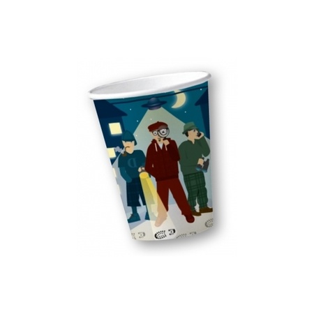 8x paper drink cups in detective design 200 ML