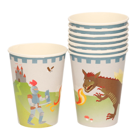 8x drinkcups dragons and knights design 200 ml of carton