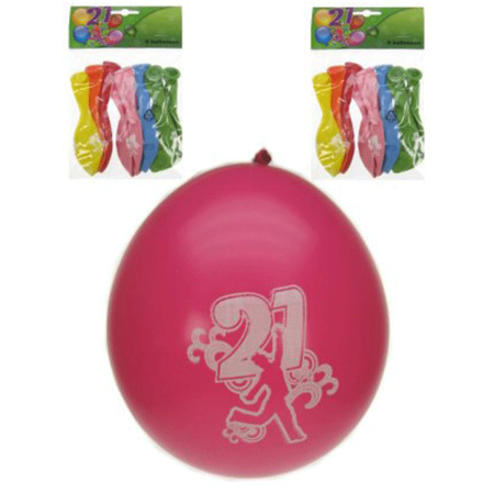 8x stuks verjaardag ballonnen 21 jaar thema
