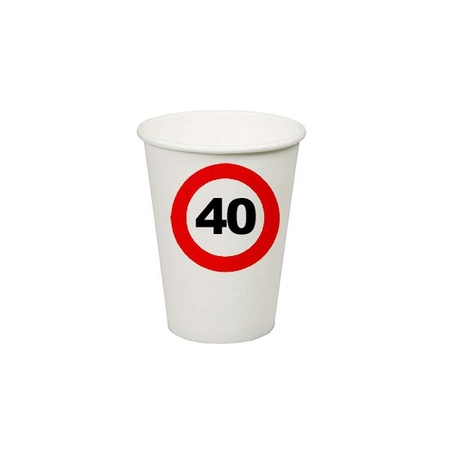 8x pieces paper cups 40 years birthday stop sign