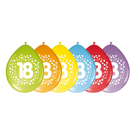 8x birthday party balloons 18 years theme 29 cm