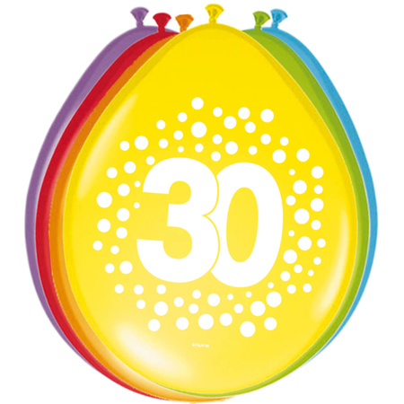8x stuks verjaardag leeftijd ballonnen 30 jaar thema 29 cm
