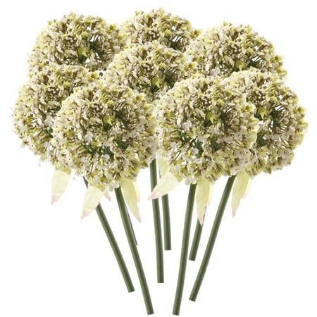 8x White ornamental onion artificial flowers 70 cm