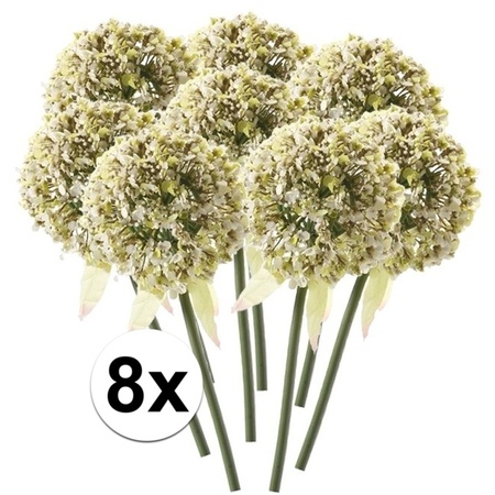 8x White ornamental onion artificial flowers 70 cm