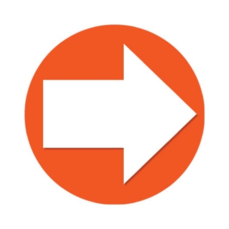 Accent pijl richting aangeven sticker oranje 14.8 cm rond