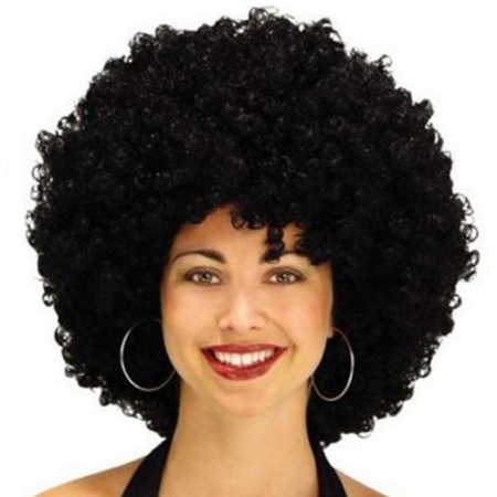 Black afro carnaval seventies wig - black - curly - adults