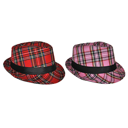 Al Capone model verkleed hoed Schotse ruit rood