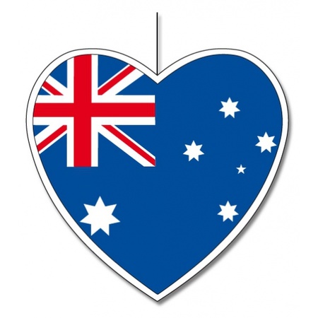 Kartonnen hart met de vlag van Australie 14 cm
