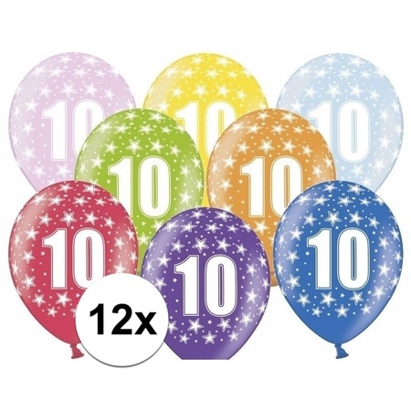 10e verjaardag ballonnen met sterretjes 12x