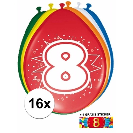 Balloons 8 year 16x + sticker