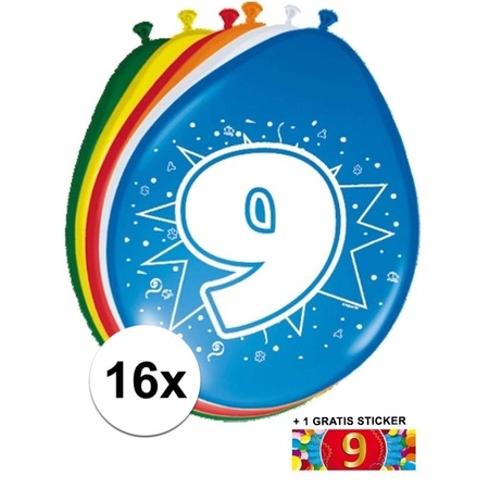 Balloons 9 year 16x + sticker
