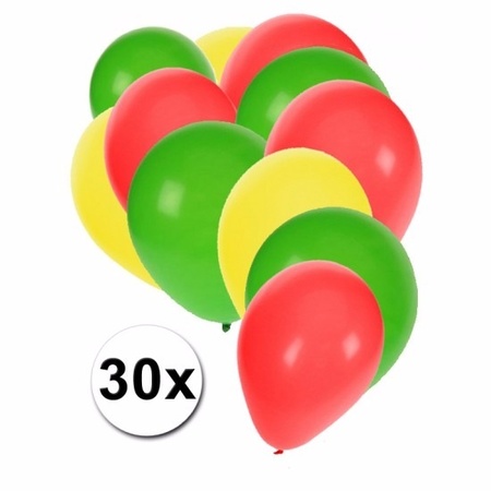 Balloons green/yellow/red 30 pieces