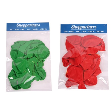 Ballonnen groen/rood 30 stuks