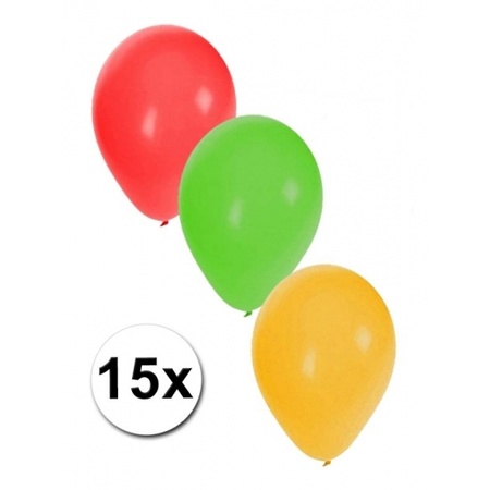 Balloons red/yellow/green 15x pieces