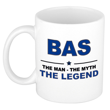 Bas The man, The myth the legend collega kado mokken/bekers 300 ml
