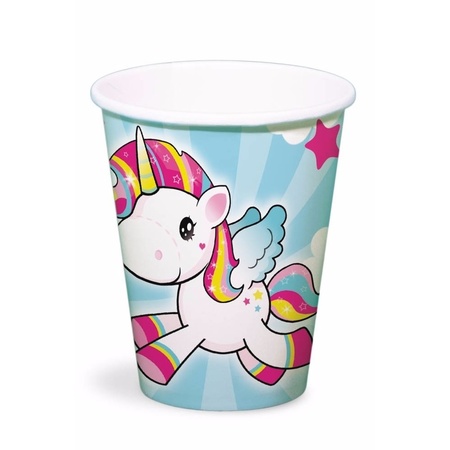 8x Cups unicorn theme 250 ml