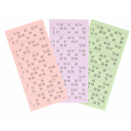 100x Bingo cards numbers 1-90