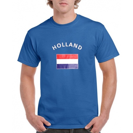 Blauwe heren shirts met vlag van Holland
