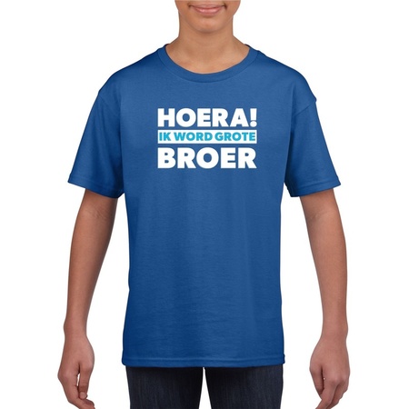 Blauw Hoera ik word grote broer t-shirt voor jongens