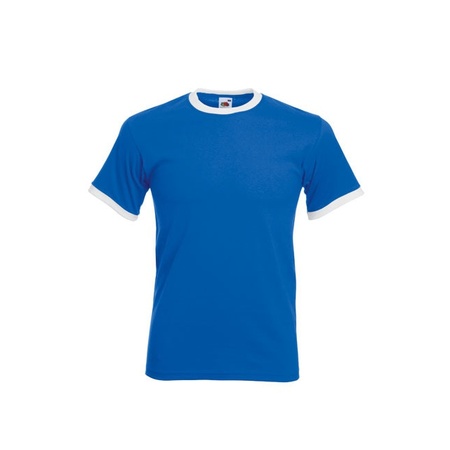 Blauw heren t-shirts met witte contrast randen