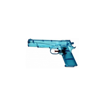 Blue transparant water pistol 20 cm
