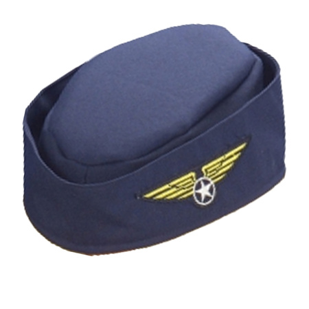 Blauw stewardess verkleed hoedje