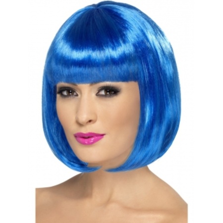 Party wig blue with fringe